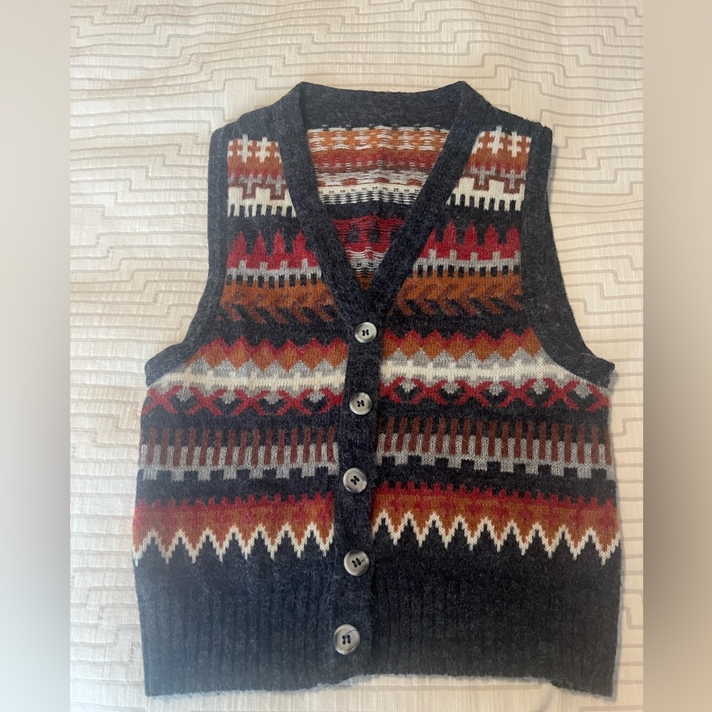 Women’s  Multicolor Geometric Patterned Sweater Vest Eclectric Grandpa